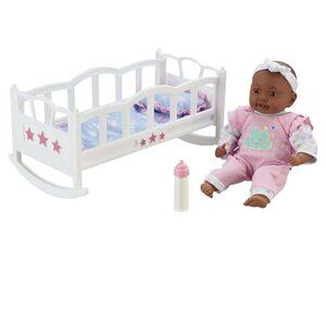 NEW My Sweet Love Baby Doll With Crib Play Set, Deep Tan